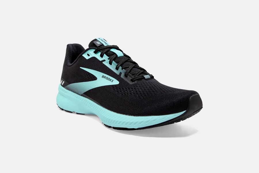 Launch 8 Road Brooks Running Shoes NZ Womens - Black/Blue - EMQIPX-870